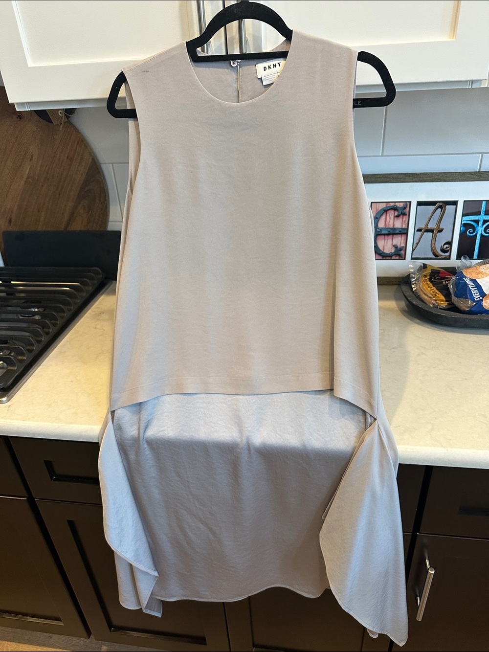 DKNY Beige Sleeveless High-Low Tunic